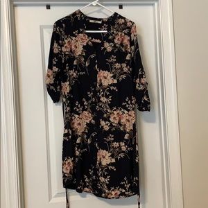 Black Floral Button down dress